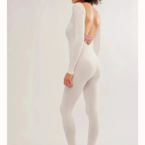 NWT $70 Free People M/L Stand Out Catsuit Pink NEW Intimately Free Long Sleeve - Picture 2 of 4